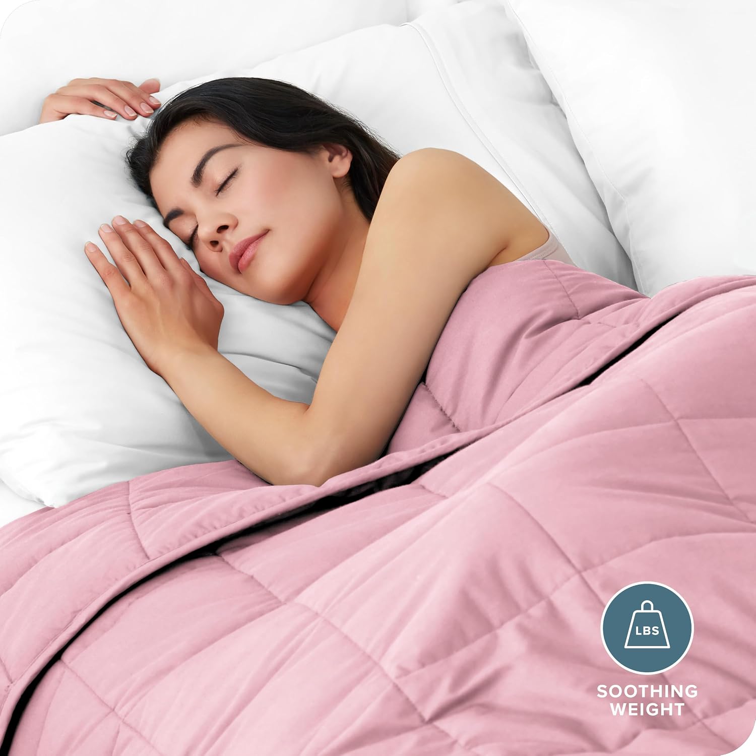 Bare Home Weighted Blanket Twin or Full Size 10lb (40" x 60") - All-Natural 100% Cotton - Premium Heavy Blanket Nontoxic Glass Beads (Light Pink
